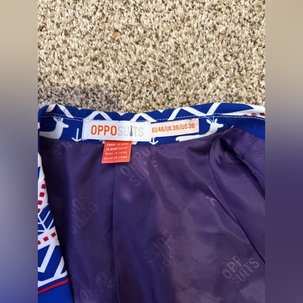 OppoSuits Blue and White Holiday Suit size 36 - Picture 7 of 11